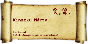 Kinszky Márta névjegykártya